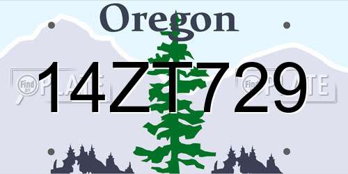 14ZT729 Oregon License Plate