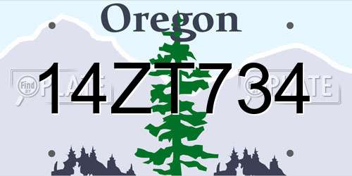 14ZT734 Oregon License Plate