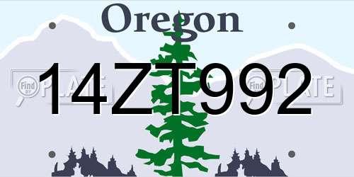 14ZT992 Oregon License Plate