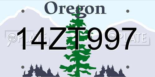 14ZT997 Oregon License Plate