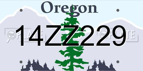 14ZZ229 Oregon License Plate