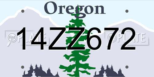14ZZ672 Oregon License Plate
