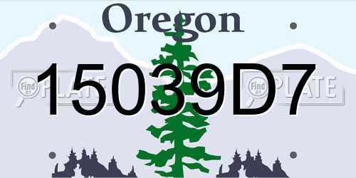 15039D7 Oregon License Plate