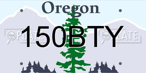 150BTY Oregon License Plate
