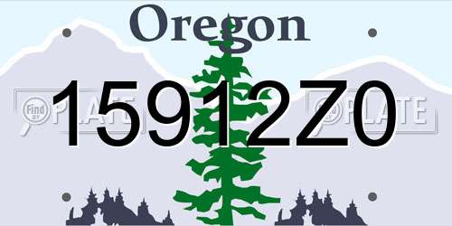 15912Z0 Oregon License Plate