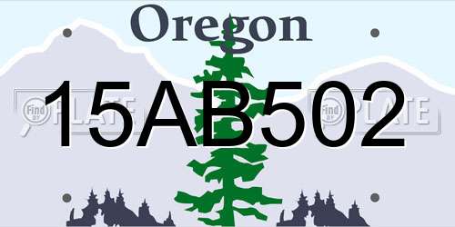 15AB502 Oregon License Plate