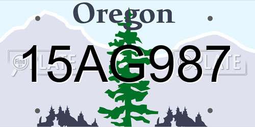 15AG987 Oregon License Plate