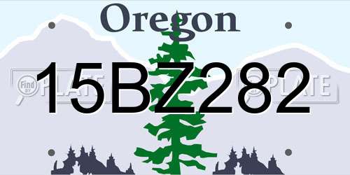 15BZ282 Oregon License Plate