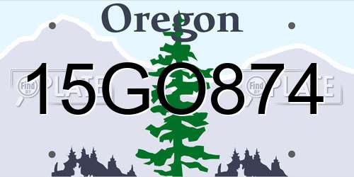 15GO874 Oregon License Plate