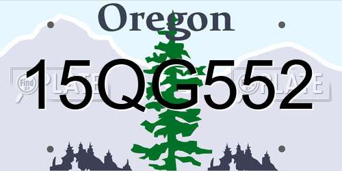 15QG552 Oregon License Plate