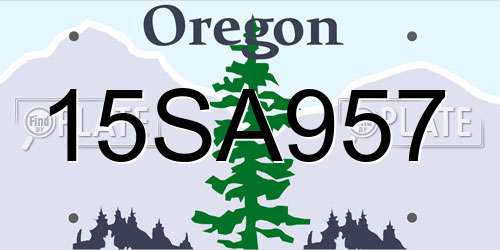 15SA957 Oregon License Plate