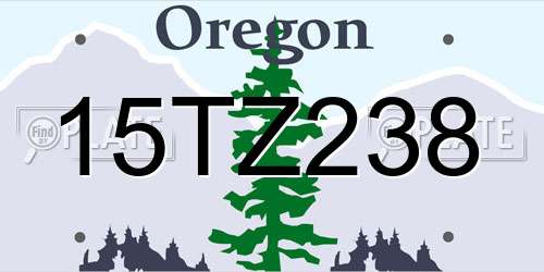 15TZ238 Oregon License Plate