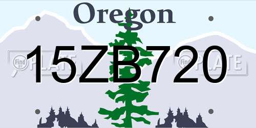 15ZB720 Oregon License Plate