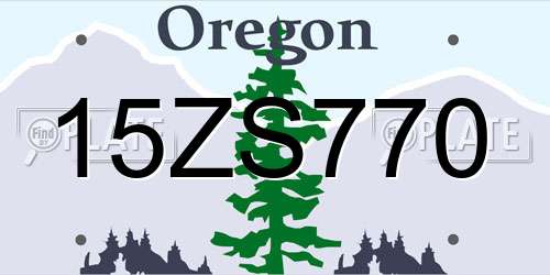 15ZS770 Oregon License Plate