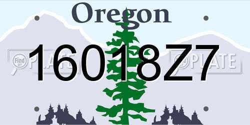 16018Z7 Oregon License Plate
