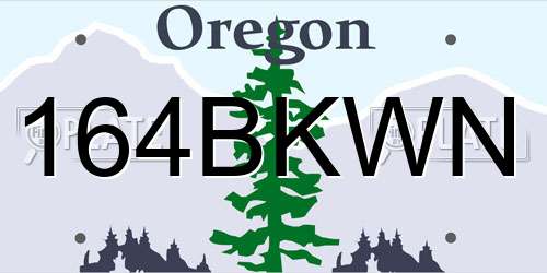 164BKWN Oregon License Plate
