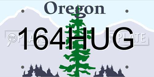 164HUG Oregon License Plate