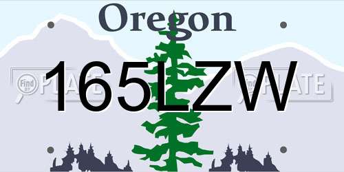 165LZW Oregon License Plate