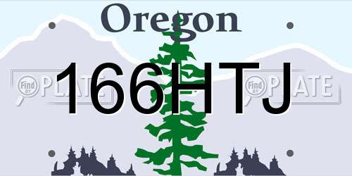 166HTJ Oregon License Plate