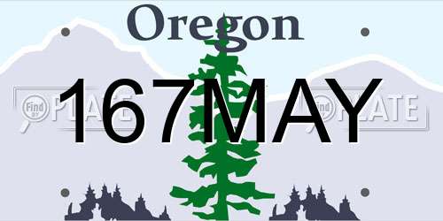 167MAY Oregon License Plate