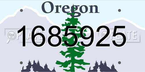 1685925 Oregon License Plate