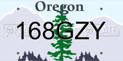 168GZY Oregon License Plate