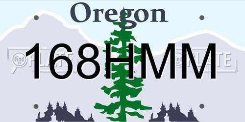 168HMM Oregon License Plate