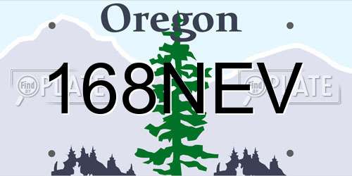168NEV Oregon License Plate