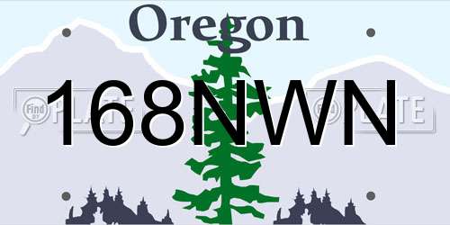 168NWN Oregon License Plate