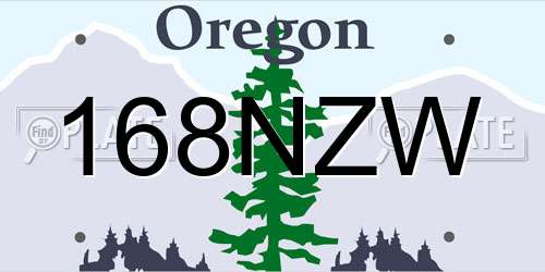 168NZW Oregon License Plate
