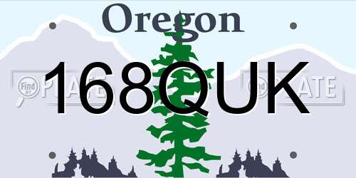 168QUK Oregon License Plate
