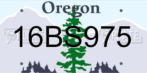 16BS975 Oregon License Plate