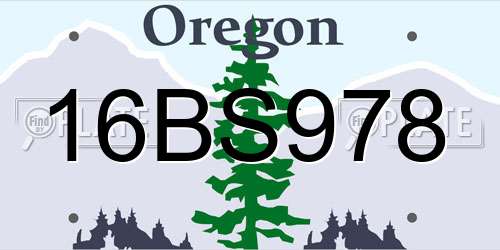 16BS978 Oregon License Plate