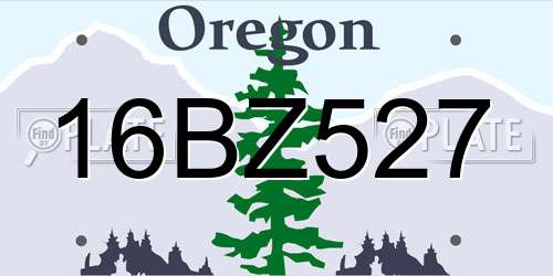 16BZ527 Oregon License Plate