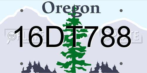 16DT788 Oregon License Plate