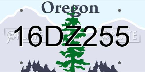 16DZ255 Oregon License Plate