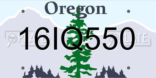 16IQ550 Oregon License Plate