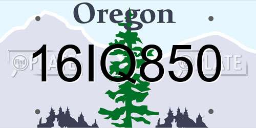 16IQ850 Oregon License Plate