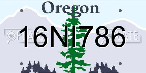 16NI786 Oregon License Plate