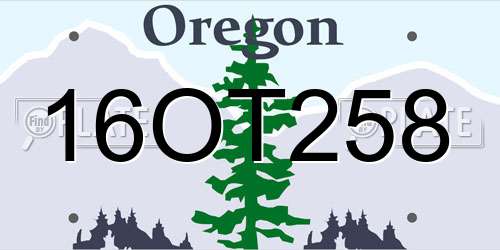 16OT258 Oregon License Plate