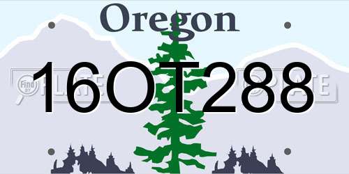 16OT288 Oregon License Plate
