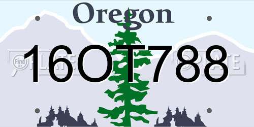 16OT788 Oregon License Plate