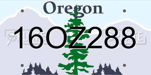 16OZ288 Oregon License Plate
