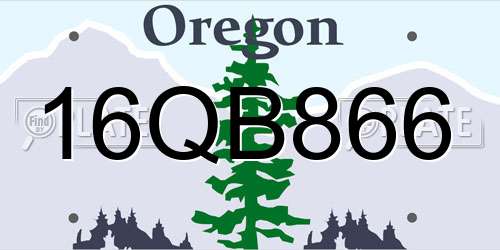 16QB866 Oregon License Plate