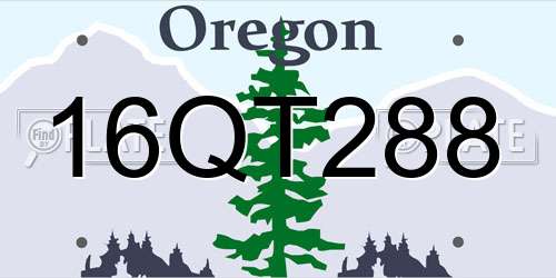 16QT288 Oregon License Plate