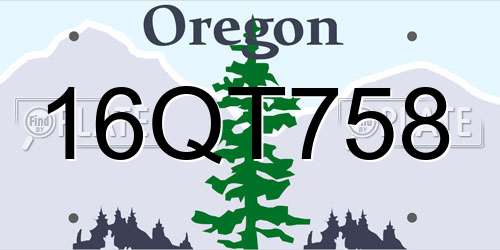 16QT758 Oregon License Plate