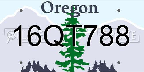16QT788 Oregon License Plate