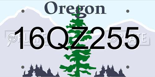16QZ255 Oregon License Plate