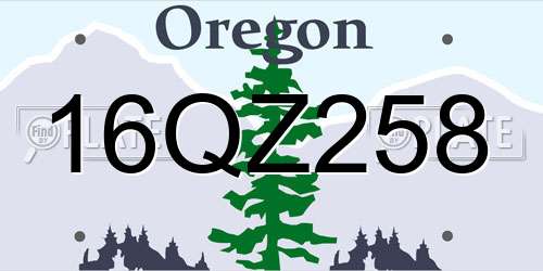 16QZ258 Oregon License Plate