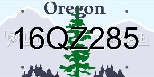 16QZ285 Oregon License Plate
